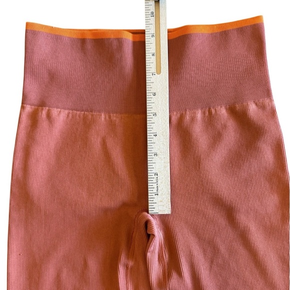 Outdoor Voices Womens Leggings S Seamless Ribbed Rust Orange Activewear Lounge - Picture 4 of 7